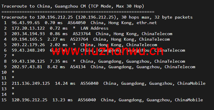 10gbiz:香港 VPS雲服務器(GIA+直連)线路,简单测评 120 1650274554 广州移动