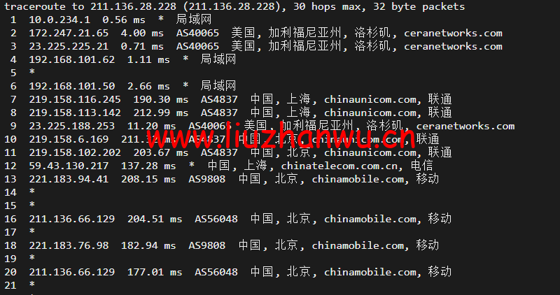 10gbiz:洛杉矶VPS云服务器(CN2 GIA)线路,简单测评 118 1650281573 北京移动