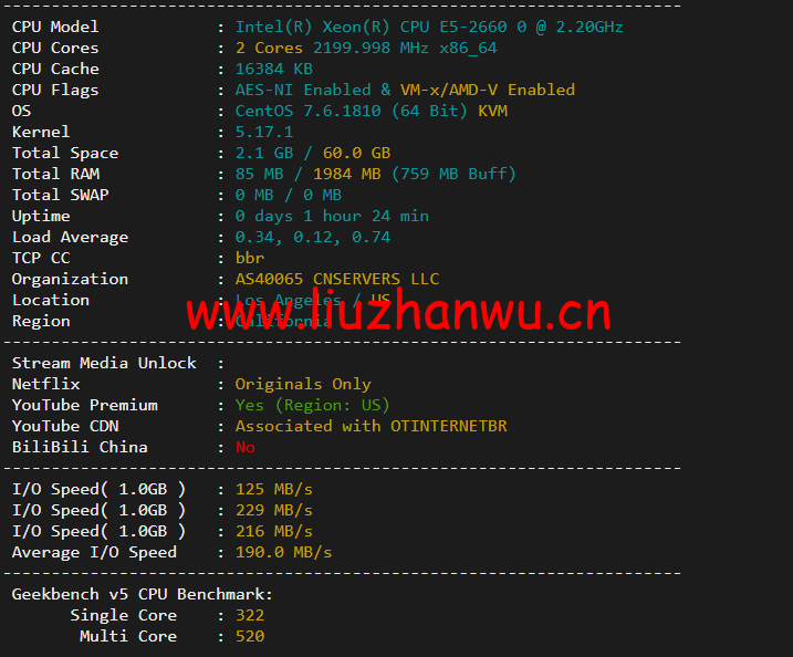 10gbiz:洛杉矶VPS云服务器(CN2 GIA)线路,简单测评 98 1650281615 配置信息