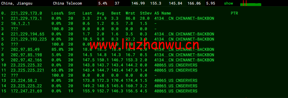 10gbiz:洛杉矶VPS云服务器(CN2 GIA)线路,简单测评 109 1650281620 去程电信