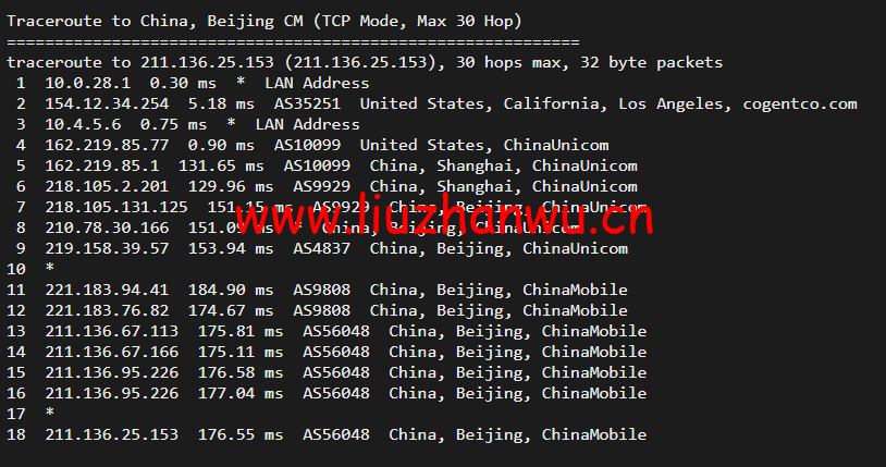 10gbiz:洛杉矶CU2 VIP云服务器(CU2 VIP)线路,简单测评 118 1650284351 北京移动