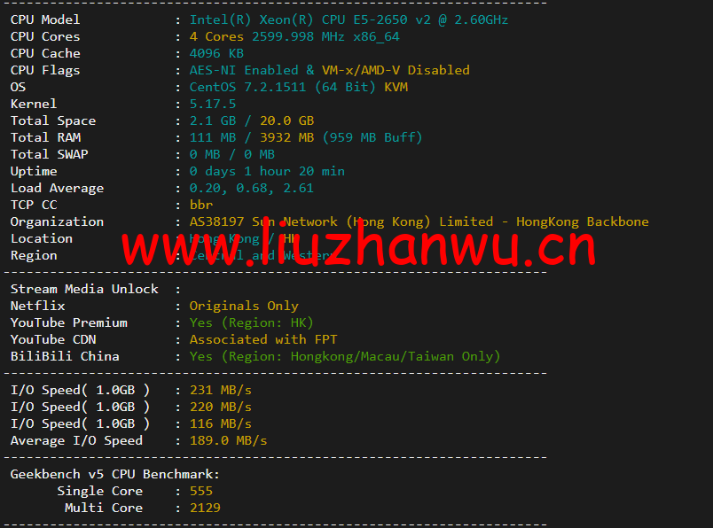 <font color=#FF0000>#五一促销#稳爱云:香港VPS,8折优惠,三网CN2 GIA线路,1核/1G内存/20G硬盘/500G流量/10M带宽,月付28元起,原生IP</font> 50 1651330191 配置信息