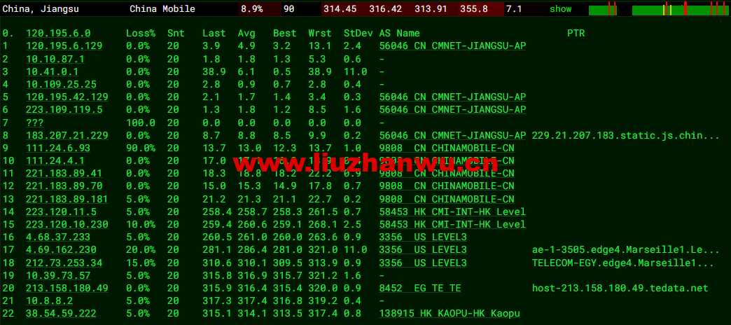 lightnode:埃及开罗机房VPS,1核/2G内存/50G硬盘/1000GB流量,月付$17.71起,简单测评 116 1658325739 去程移动