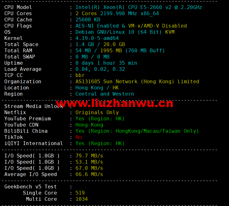 CMIVPS:香港VPS,1核/1G内存/10GB SSD/500G流量/50Mbps带宽,月付$7.5,简单测评 52 1660312901 配置信息