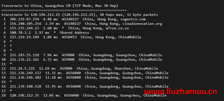 华纳云:(hncloud)-cn2+bgp线路香港云服务器,18元/月,简单测评 62 广州移动 1