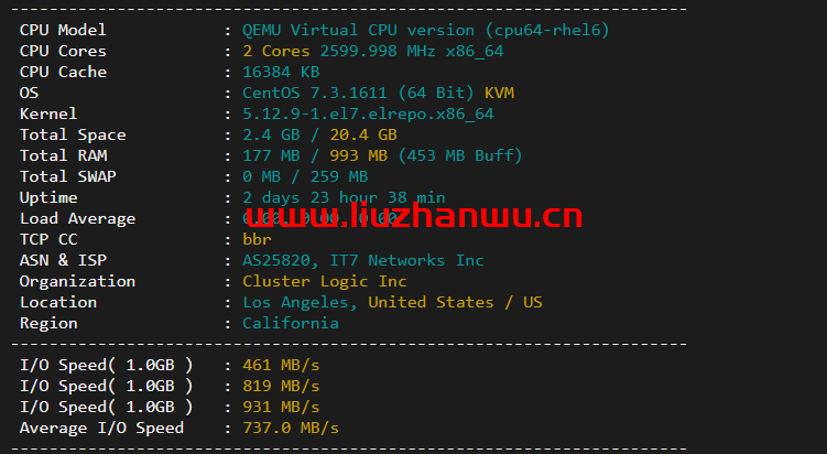 搬瓦工:美西DC9 CN2 GIA VPS测评,通过数据告诉你DC9到底如何 46 配置信息