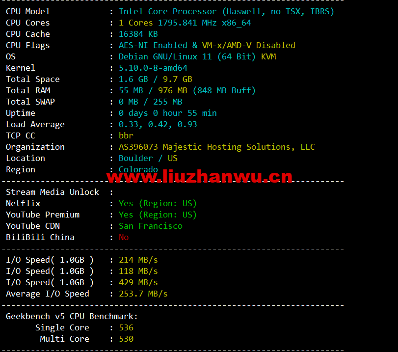 VmShell:圣何塞10Gbps全媒体服务器,29.99USD/年付(真实支持美区HULU),支持新购三日内无条件退款,简单测评 46 1654048688 配置信息