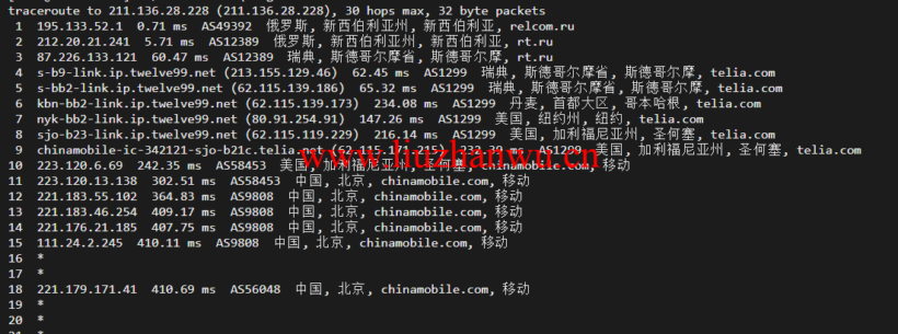 justhost.ru:新西伯利亚“TTK”机房VPS,简单测评 67 北京移动