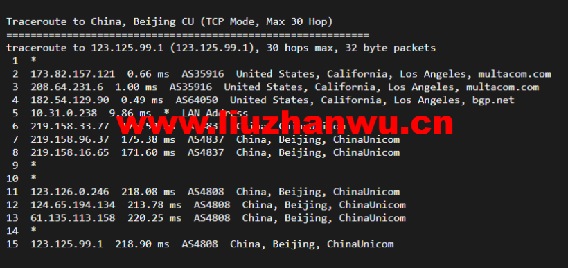 搬瓦工:DC4 MCOM(USCA_4)美国洛杉矶 Multacom 机房直连线路,简单测评 61 1648904613 北京联通