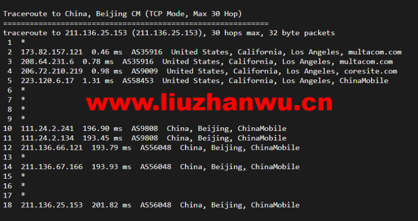 搬瓦工:DC4 MCOM(USCA_4)美国洛杉矶 Multacom 机房直连线路,简单测评 64 1648904618 北京移动