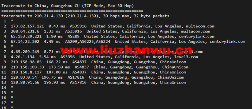 搬瓦工:DC4 MCOM(USCA_4)美国洛杉矶 Multacom 机房直连线路,简单测评 63 1648904632 广州联通