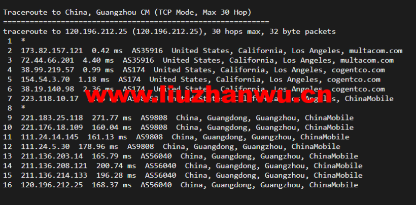搬瓦工:DC4 MCOM(USCA_4)美国洛杉矶 Multacom 机房直连线路,简单测评 66 1648904637 广州移动