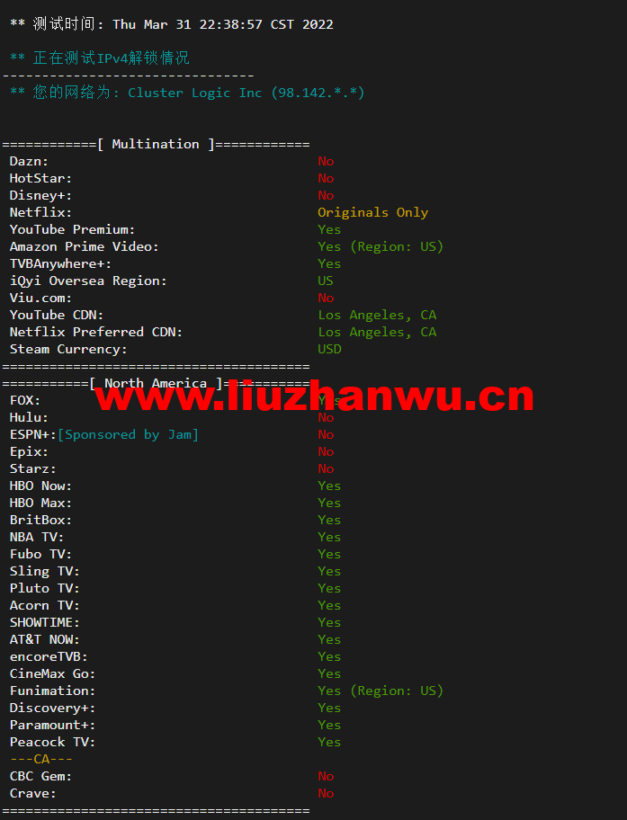 搬瓦工:DC4 MCOM(USCA_4)美国洛杉矶 Multacom 机房直连线路,简单测评 47 1648904642 流媒体解锁