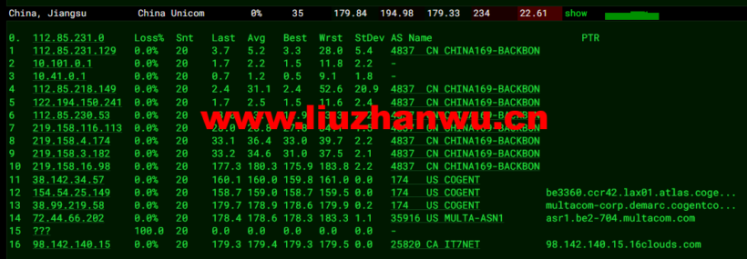 搬瓦工:DC4 MCOM(USCA_4)美国洛杉矶 Multacom 机房直连线路,简单测评 56 1648904657 去程联通