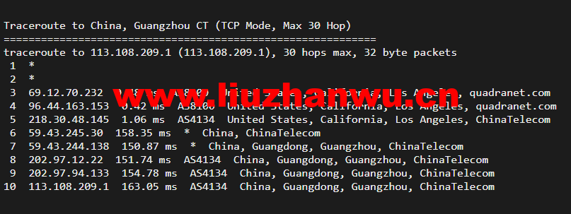 搬瓦工:DC2 QNET(USCA_2)美国洛杉矶 QuadraNet 机房,简单测评 60 1648906920 广州电信