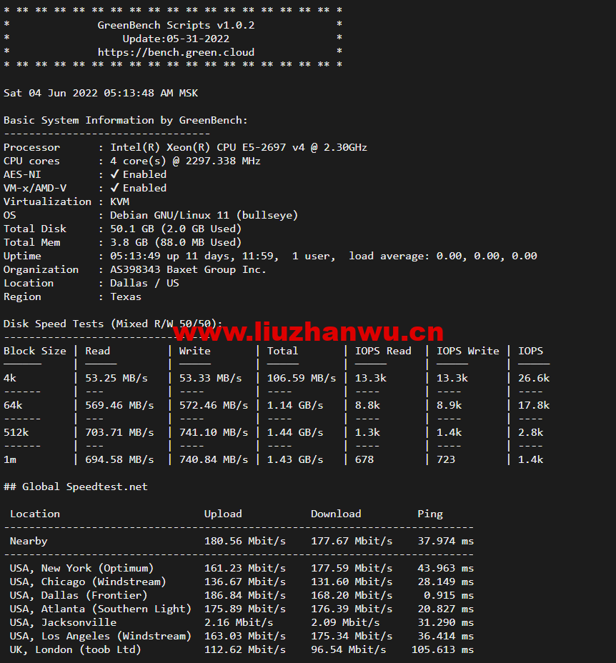 Linux一键测速脚本:GreenCloud提供Linux系统服务器一键测速及基本信息测试脚本 6 1654309148 zjcp20220604101728