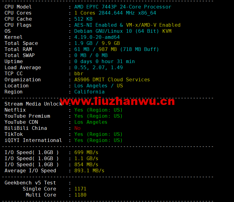 DMIT:美国CN2 GIA VPS,Premium系列,月付$14.9,季付$28.88起,原生IP,解锁tiktok、Netflix、Disney+等流媒体,简单测评 50 1656167629 配置信息