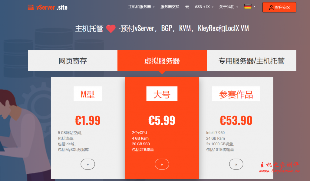 vServer.site:€12/年/1GB内存/5GB SSD空间/1TB流量/1Gbps端口/KVM/德国-吾爱主机测评