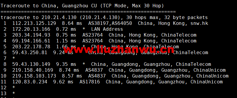 蓝米云:香港CN2 GIA云服务器,简单测评 69 1655390266 广州联通