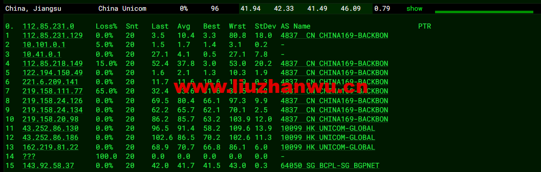 蓝米云:香港CN2 GIA云服务器,简单测评 62 1655390292 去程联通