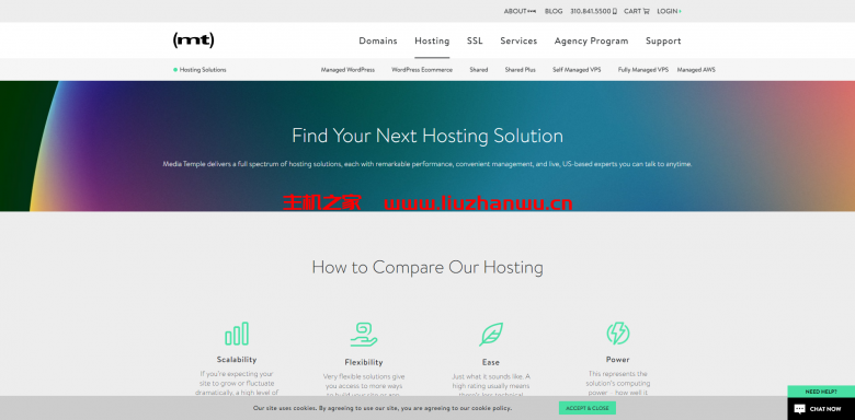 MediaTemple：托管vps，1核/2G内存/40g硬盘，$130/月起，非托管vps，$10/月起-吾爱主机测评