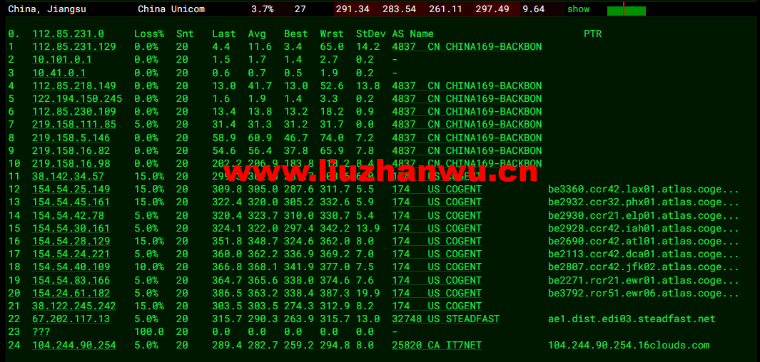 搬瓦工:美国新泽西机房 New Jersey(USNJ)普通线路,简单测评 59 1649331486 去程联通