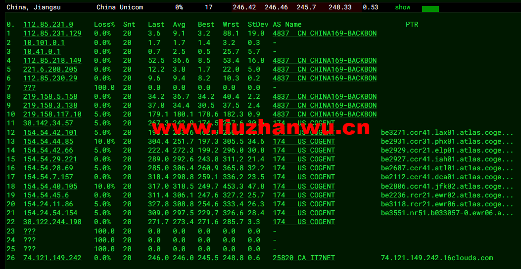 搬瓦工:纽约机房 USNY_2 普通路线,简单测评 59 1649336622 去程联通