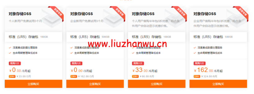 阿里云:对象存储OSS,新人特惠,0元体验,100GB存储包,半年仅需要33元 6 1652969253 zjcp20220519220607