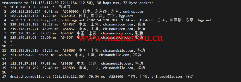 raksmart:日本云服务器,大陆优化网络(部分地区cn2,as4837回国),简单测评 68 上海移动