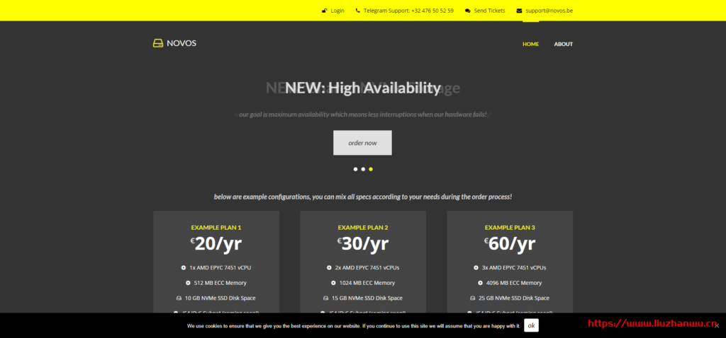 NOVOS:€2/月/512MB内存/10GB NVMe空间/256GB流量/1Gbps端口/DDOS/KVM/比利时-吾爱主机测评