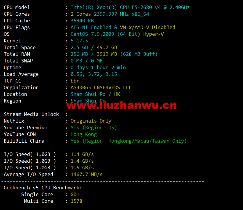 #限时优惠#物语云:香港CMI G口vps,1核/1G内存/1000Mbps带宽,月付59元,年付优惠7折496元,附简单测评 44 1653820852 配置信息