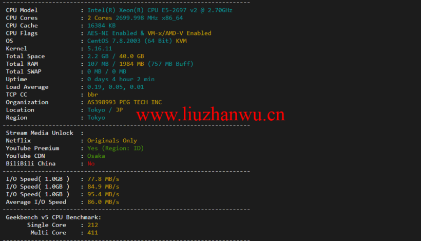 raksmart:日本云服务器,精品网络,流媒体等简单测评 48 1647352107 配置信息