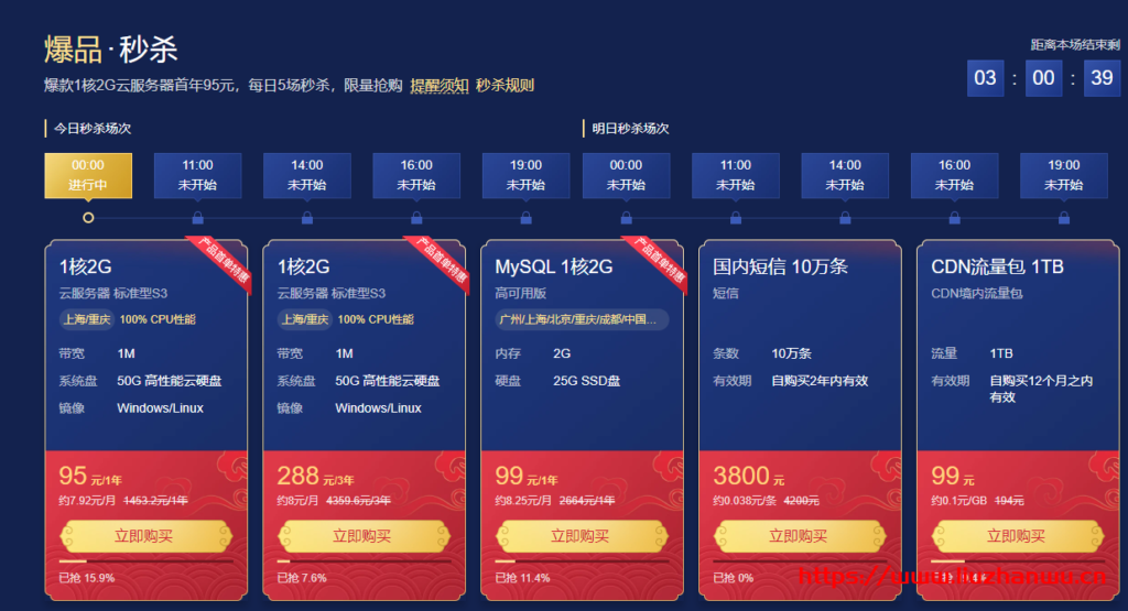 腾讯云2021新春采购节:爆款1C1G云服务器首年99元,每日5场秒杀 10 QQ截图20210307075922