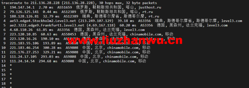 justhost.ru:俄罗斯kazan(喀山)机房,简单测评 64 北京移动