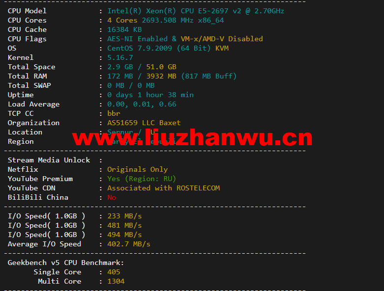 justhost.ru:俄罗斯kazan(喀山)机房,简单测评 46 配置信息