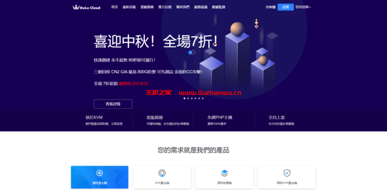 OuluCloud - CN2 9929 800G高防御服务器国庆期间全场7折优惠-吾爱主机测评
