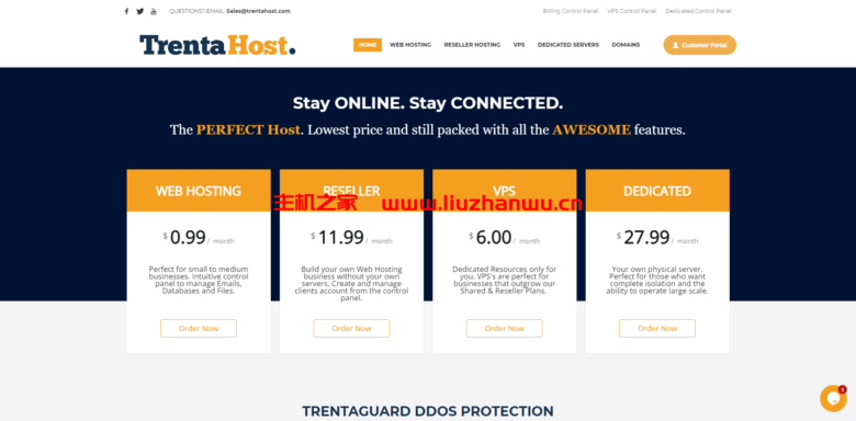 #网一#trentahost:美国便宜vps5折优惠,1核/1G内存/10G SSD硬盘/1TB流量/1G端口,月付$1.25起,虚拟主机$0.99/月起-吾爱主机测评