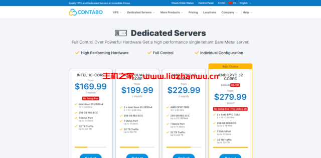 Contabo:高性价比服务器,可选德国、美国和新加坡,1Gbps-10Gbps端口,可加装GPU,$169.99/月起-吾爱主机测评