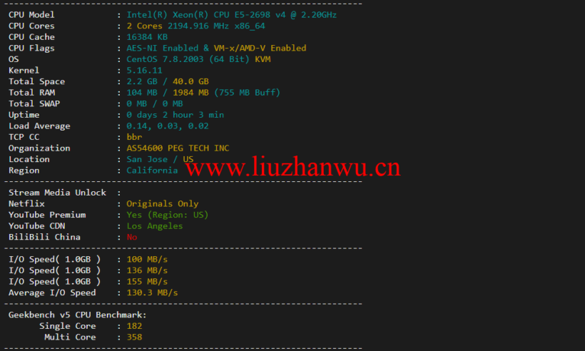 raksmart:圣何塞云服务器,CN2网络,流媒体等简单测评 48 1647345208 配置信息