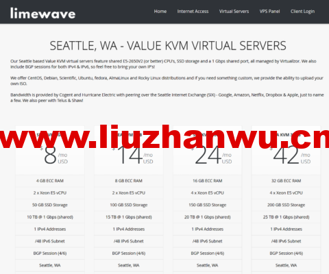 Limewave:西雅图机房vps,1核/1GB/15GB SSD/3TB/1Gbps带宽,$12.9/年起-吾爱主机测评