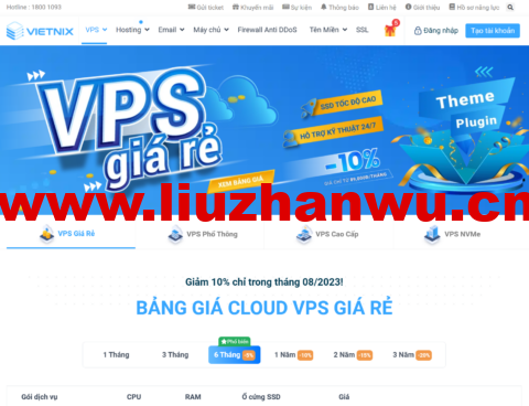 Vietnix:越南便宜VPS,1核/1G/20G SSD/不限流量,季付89元起,免费 DirectAdmin,每周自动备份-吾爱主机测评