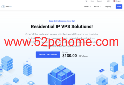 SixtyNet 上线住宅 IP 专业 VPS:Cox 通信双 ISP,10Gbps 大带宽接入 AS9929,月付 $35 起-吾爱主机测评
