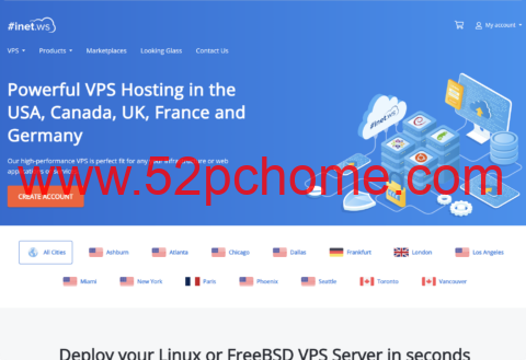 inetWS：全场 VPS 7.5 折特惠，$3 / 月起，美 / 德 / 法 / 英 / 加等 14 大机房可选-吾爱主机测评