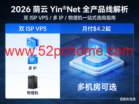 2026 荫云 Yin‑Net 全产品线解析：双 ISP VPS / 多 IP / 物理机一站式选购指南，月付$4.2起，多机房可选-吾爱主机测评