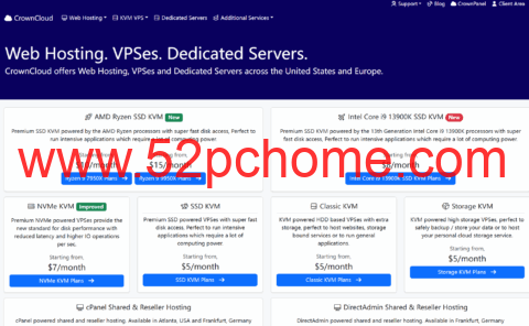 CrownCloud 荷兰 VPS 特价：AMD EPYC / 6GB内存 / 60GB SSD / 3TB流量 / 10Gbps带宽，月付 $5 起-吾爱主机测评