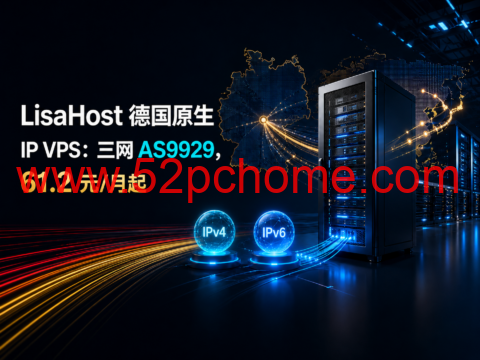 LisaHost 德国原生 IP VPS：三网 AS9929，61.2 元/月起-吾爱主机测评