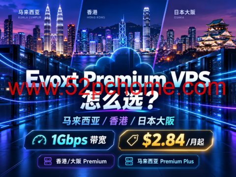 Evoxt 马来西亚/香港/日本大阪 Premium VPS 怎么选?1Gbps带宽,$2.84/月起-吾爱主机测评