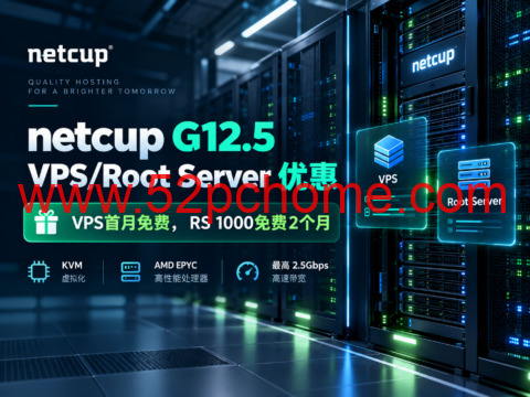netcup G12.5 VPS/Root Server 优惠:VPS首月免费,RS 1000免费2个月-吾爱主机测评