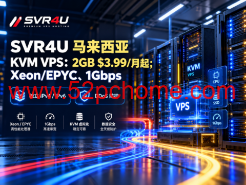 SVR4U 马来西亚 KVM VPS:2GB $3.99/月起,Xeon/EPYC、1Gbps-吾爱主机测评