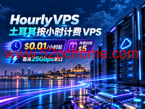 HourlyVPS 土耳其按小时计费 VPS:$0.01/小时起,月费封顶 $5,最高25Gbps端口-吾爱主机测评